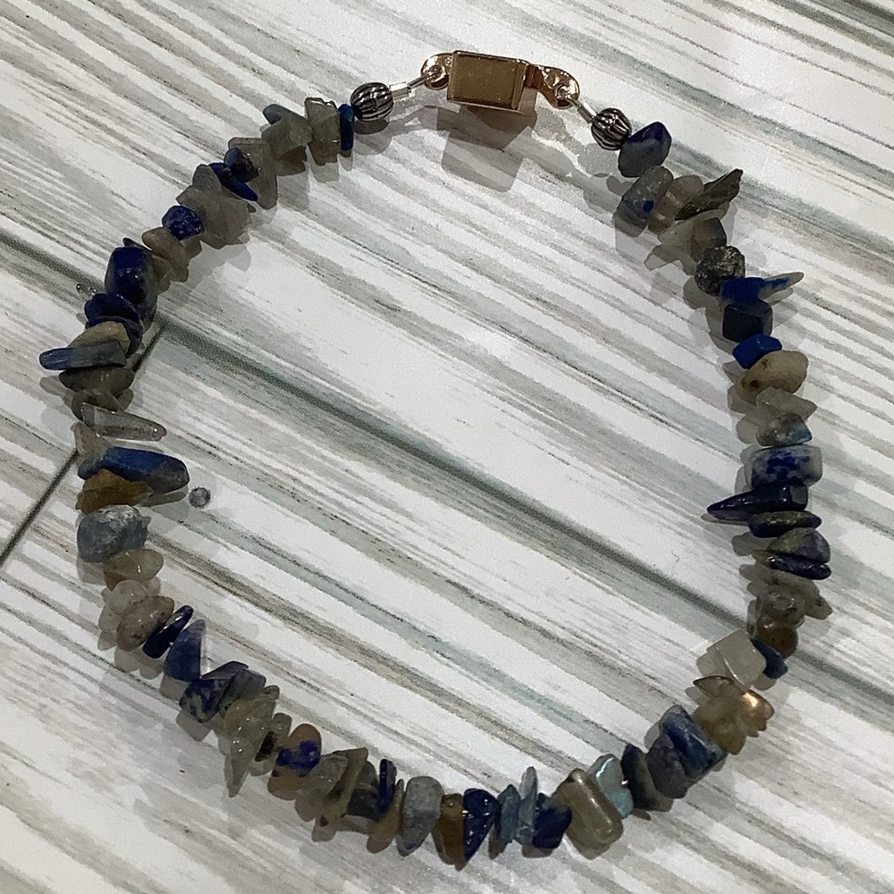 Handmade blue lapis and gemstone bracelet